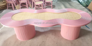 Mesa de Jardín de Mimbre con Diseño de Cacahuete Mágico, Color Blanco Pastel, 8 Asientos, para Fiestas Infantiles, Eventos, Alquiler para Salas de Juego - Product Image 6