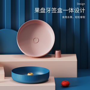 Fruit Platter With Toothpick Holder Multi Color Plastic Simple Style For Living Room Storage - Product Image 1