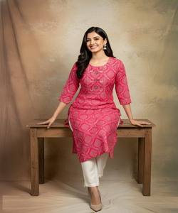 Kurta moderne en coton imprimé, pour le travail, à porter tous les jours, prix de gros, vêtement ethnique, dernier design, séchage rapide, taille unique - Product Image 2