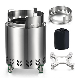 Estufa de camping para exteriores KZ-X130 de 13 cm, quemador de leña portátil de acero inoxidable con patas de soporte y soporte para ollas para uso en exteriores. - Product Image 3