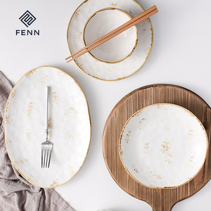 FENN Plateaux de service blancs en céramique faits à la main Assiette de 12 "Grand <span class=keywords><strong>plateau</strong></span> moderne pour plat de poisson Steak ou <span class=keywords><strong>homard</strong></span> Assiette en porcelaine - Product Image 6