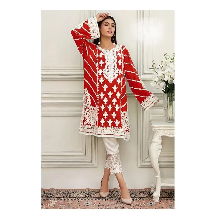 Calça bordada paquistanesa, calça feminina bordada salwar kameez coleção chinesa 3 peças
