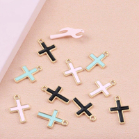 Mini pendentif croix chrétienne en émail mignon, breloques croix roses, bleues et blanches pour la fabrication de bijoux religieux DIY, pour bracelet bébé