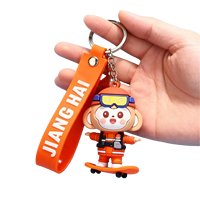 Porte-clés PVC personnalisé tendance pour le ski, pendentif multicolore créatif en plastique souple, figurine de dessin animé, cadeau ludique, imprimé en typographie pour entreprise