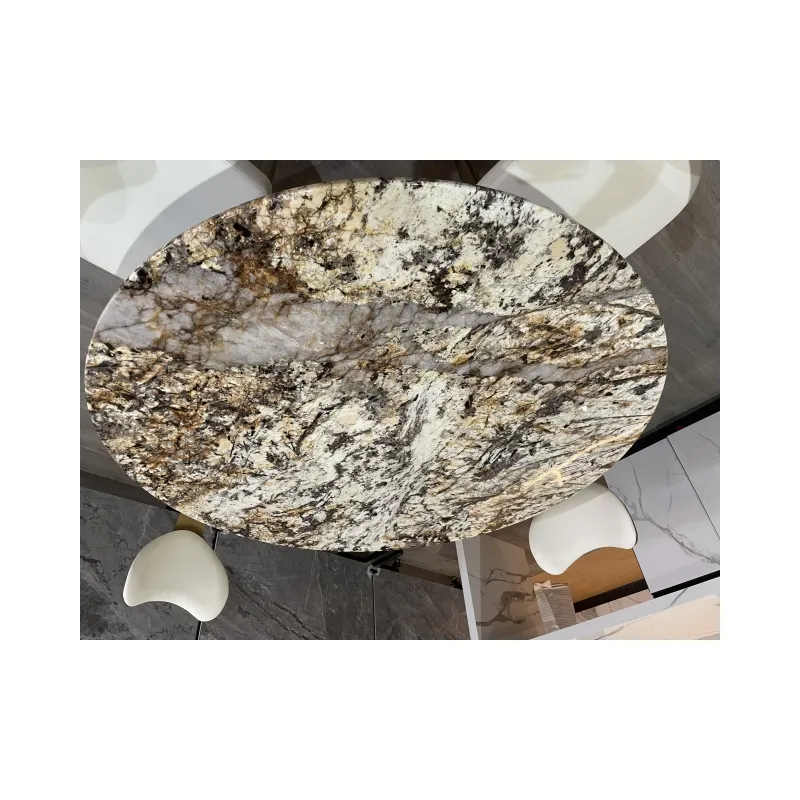 Mesa de mármore de luxo em forma redonda de alta quantidade Mesa de Quartzito Natural personalizada para decoração de interiores