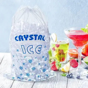 wholesale High Quality Ice Storage Drawstring Bags Freezer Plastic Ice Cube Bags