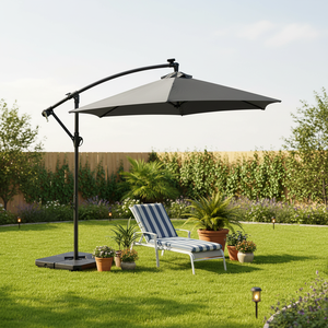 <span class=keywords><strong>Parasol</strong></span> suspendu moderne pliable et étanche <span class=keywords><strong>3M</strong></span> en acier, éclairé par énergie solaire, avec base et <span class=keywords><strong>housse</strong></span>, idéal pour parcs et hôtels en extérieur - Product Image 2