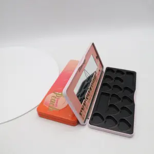 Custom Rectangle Shape Multiple Color Makeup Tin Box Eyeshadow Palette Metal Can Box With Mirror Rectangular Hinge Tin Box