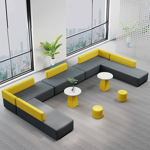 Canapé modulaire de bureau en cuir commercial - Design moderne convertible pour les zones de réception des hôpitaux - Product Image 1