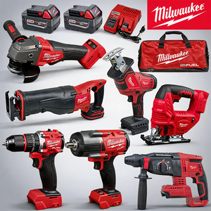 <span class=keywords><strong>Kit</strong></span> de Herramientas <span class=keywords><strong>Milwaukee</strong></span> <span class=keywords><strong>M18</strong></span>, Sierra para Cortar Madera, Herramientas Eléctricas Inalámbricas de Litio-Ion, 7 Piezas con 2 Baterías y 1 Cargador - Product Image 1