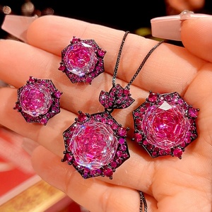 Factory Wholesale Eco-friendly Copper Gold Plated 14-10mm Zircon Necklace and <b>Ear</b> <b>Ring</b> Set Women Wedding Jewelry Sets - Product Image 3
