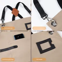 Tablier unisexe imperméable en toile et cuir de haute qualité, personnalisable avec logo, pour uniforme de restaurant et bar, vente en gros