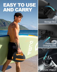 12V Portable Sup Pump Paddle Board 20psi Stand-up Surfing for <b>Inflatable</b> DAMA Air Pump -Orange Quick Inflation Quickly Inflate Y - Product Image 2