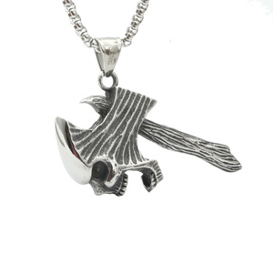 yunnique Skull And Axe Pendant Necklace Steel Black <b>Titanium</b> Steel Jewelry For Men Women Gift Fashionable Necklace - Product Image 1