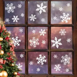 135Pcs Kerst Raam Kleeft Sneeuwvlokken Raamstickers Statische Stickers Voor Kerstversiering Venster Decor Ornamenten