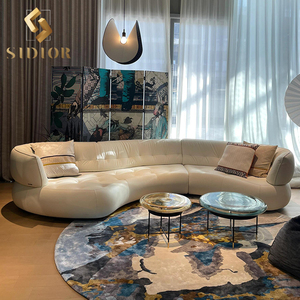 Haut de gamme <span class=keywords><strong>france</strong></span> style meubles sens coin velours tissu incurvé salon minimaliste canapé 3 places canapé - Product Image 2