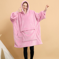 Oversized 100% polyester Sherpa hooded sweatshirt deken, aanpasbaar ontwerp, anti-pilling, draagbaar winterkleding
