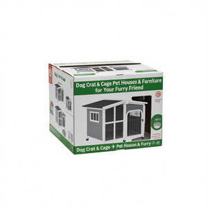 กรงสุนัขและบ้านสัตว์เลี้ยงกลางแจ้ง พลาสติกทันสมัย ขนาดใหญ่ ทนทาน ต้องประกอบเอง - Product Image 1