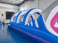 Tunnel gonflable à obstacles en forme de bouche de requin pour enfants, idéal pour l'extérieur, en PVC, usage commercial, simple