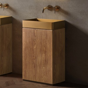 Nuovo Arrivo: Lavabo Combinato in Pietra Artificiale Effetto Legno, Durevole ed Ecologico, per Bagno <span class=keywords><strong>e</strong></span> Hotel - Product Image 5