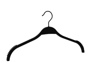 Alta qualità nera opaca appendiabiti antiscivolo miglior prezzo in gomma rivestita appendiabiti in plastica per camicie