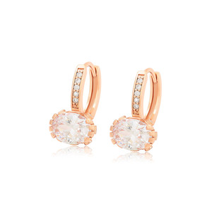 A00912612 xuping Jewelry Classic Fashion Exquisite Row of Large Diamond <strong>Rose</strong> <strong>Gold</strong> <strong>Hoop</strong> Women's Earrings - Product Image 1