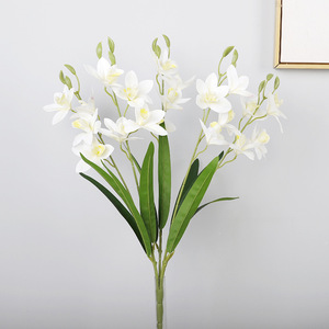 กล้วยไม้ซิมบิเดียมประดิษฐ์ 5 ก้าน ทำจากพลาสติกนิ่ม งานแฮนด์เมด ตกแต่งบ้าน อุปกรณ์ประกอบฉากงานแต่งงาน - Product Image 3