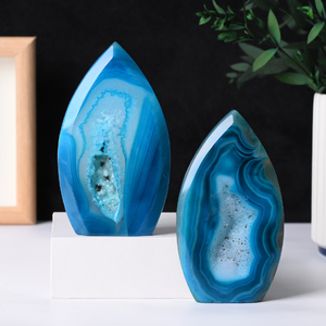 Wholesale High Quality Polished <b>Crystal</b> Quartz Healing <b>Cluster</b> Blue Onyx Agate Flame Geode for Home Decor - Product Image 1