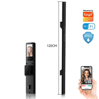 Serrure Intelligente Tuya Wifi App Home à Longue Poignée avec Reconnaissance d'Empreintes Digitales et Faciale 3D, en Alliage d'Aluminium, Contrôle par Clé, pour Porte en Aluminium Noir