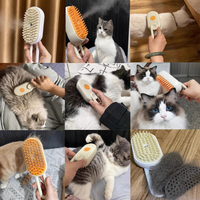 Nouvelle brosse à vapeur rechargeable 3 en 1 en silicone pour animaux de compagnie pour l'épilation peigne multifonctionnel pour chat