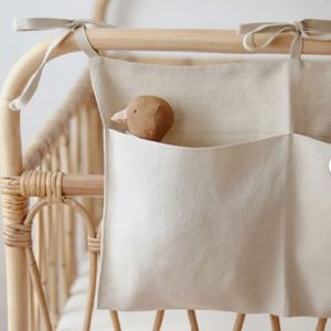 Bolsa colgante de almacenamiento de algodón y lino para asiento de cochecito, bolsa colgante multiusos para cabecera de cama - Product Image 4