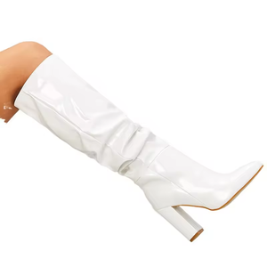 Bottes sexy en cuir verni pointues, à talon aiguille, au-dessus du genou, pour femmes, en cuir PU brillant, de haute qualité – Grande Vente - Product Image 3