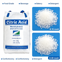 Citroenzuurmonohydraat, voedingskwaliteit E330, CAS 5949-29-1, zuurteregelaar voor sap, frisdrank, snoep, bakkerijproducten en dranken.