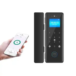 Penjualan langsung dari pabrik TUYA kaca cerdas kunci pintu aplikasi digital biometrik kartu sidik jari kunci digital kantor kaca kunci pintu