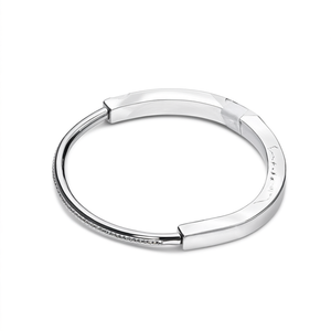 BBBA-0197 Fashionable Elegant Stylish 316L Stainless Steel Rhodium Plated Crystal Rhinestone Geometric Design <b>Bangles</b> <b>for</b> Women - Product Image 2