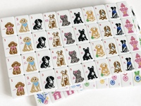 Jeu de Mahjong Américain Luxe « Mignon Chiot » pour 4 Joueurs avec Dos en Acrylique Rose – Idéal pour Cadeaux, Jeux de Table et Divertissement