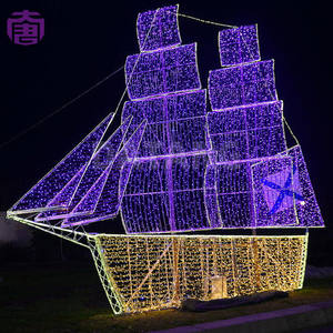 Grand motif lumineux 3D en forme de bateau à LED pour décorations de Noël en extérieur, festivals, expositions commerciales - Product Image 6