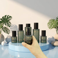 Botol Pompa Serum Lotion Kosmetik Kaca Silinder Warna Kustom Alas Tebal dengan Tutup Plastik Ulir, Stoples Krim Wajah Perawatan Kulit