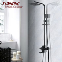 Ensemble de douche coulissant de salle de bain mural noir mat ensemble de douche de bain de pluie en acier inoxydable avec colonne de douche