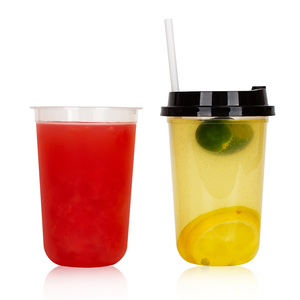 China Factory Custom Bubble Tea Plastic Cup Thick Hard Coffee Milk Tea U Shape Plastic Cup With Lid Boba Cup
