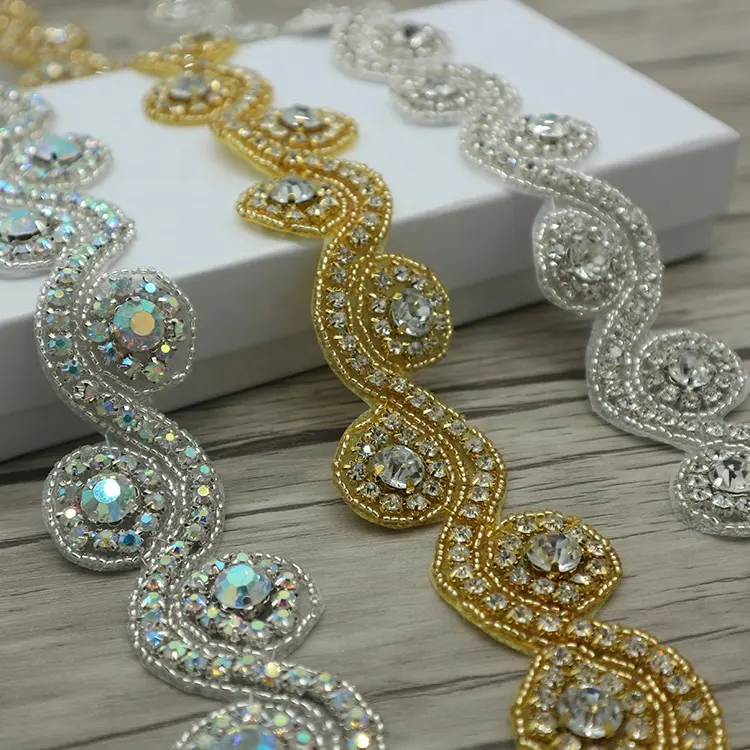 Декоративные украшения из горного хрусталя, кружева ручной работы из горного хрусталя для свадебного украшения