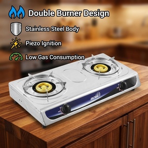 Estufa <span class=keywords><strong>de</strong></span> Gas <span class=keywords><strong>de</strong></span> 2 Quemadores con Encendido Electrónico <span class=keywords><strong>de</strong></span> <span class=keywords><strong>Bajo</strong></span> <span class=keywords><strong>Consumo</strong></span> y Cubierta <span class=keywords><strong>de</strong></span> Acero Inoxidable - Product Image 2