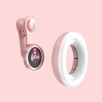 Téléphone portable 15X Objectif macro Portable Selfie LED Anneau Clip Flash Lumière Lampe Lumineuse Remplissage Lumière HD Caméra Objectif pour Iphone