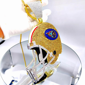 Collar de casco dorado de titanes de 6 pulgadas/8 pulgadas, joyería deportiva, collar de casco de fútbol para regalo - Product Image 5