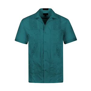 เสื้อเชิ้ตคิวบาแขนสั้นผ้าฝ้ายปักลายดอกไม้สไตล์ลำลองสำหรับผู้ชายฤดูร้อนใหม่จาก RNSHANGER ติดกระดุมแถวเดียว เหมาะสำหรับใส่ไปชายหาด - Product Image 4