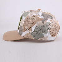 Gorra de Béisbol Personalizada con Camuflaje Desértico, Gorra Estructurada de 5 Paneles con Parche de Goma, Estampado Agrietado, Orificio Cortado con Láser, Gorra de Golf de Alto Rendimiento