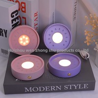 Support de lampe en bois, veilleuse LED, couleur rose macaron et violet, ornements culturels, base Dopamine, multi-occasions, pour l'inauguration de maison
