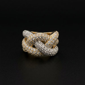 Bague en diamant naturel bicolore blanc et jaune de créateur en or 14 carats avec diamant de 3,25 carats couleur G-H certifié IGI, bijoux fins - Product Image 1
