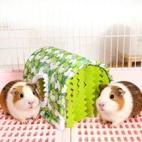Tunnel-cabane pour petits animaux, facile à nettoyer, avec rideau, pour cochon d'Inde, hamster, lapin, chinchilla
