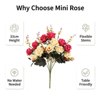 Vente en gros de bouquets de roses artificielles en soie à 12 têtes, bicolores, pour la décoration de la maison, les mariages, la Saint-Valentin, la fête des mères